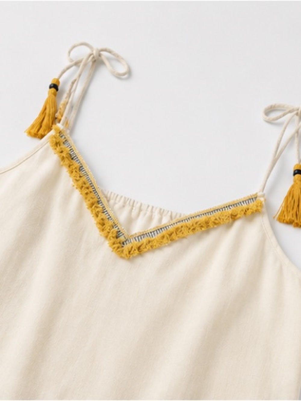 Cream Tassel-Trim Cami Top